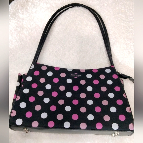 kate spade Handbags - Kate Spade Black and Pink White Polka Dot Bag